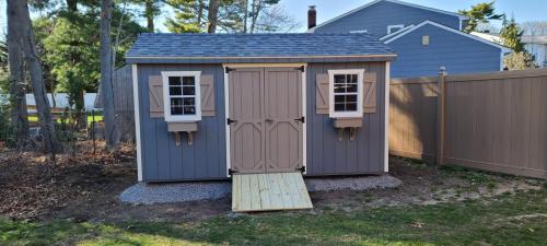 8x14-A-frame-pewter-navajo-white-trim-taupe-doors-flowerboxes-and-shutters-3